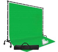 EMART Écran Vert avec 2,1 x 3m Support Fond Photo avec Roues | Réglable, Bannières, Photographie, Fêtes, Anniversaires, Diffusions en Direct