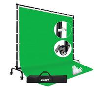 EMART Écran Vert avec Support 2,1 x 3 M, Support de Fond Réglable avec Roues pour Bannières, Photographie, Fêtes, Anniversaires et Diffusions en Direct