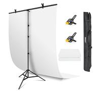 EMART Fond Blanc avec Support en Forme de T de 1,5 x 2,6 m, 1,5 x 2 m Toile de Fond Blanc pour Photographie Fête Mariage