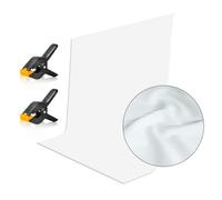 EMART Fond Photo Blanc, 1,5x2m Fond Photo Studio Photographie Blanc Polyester Pliable avec 2 Pinces à Ressort pour Produit, Photographie de Portrait und Mode