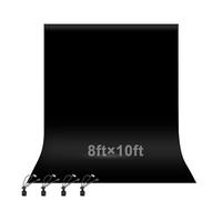 EMART Fond Photographique Noir 2,4 X 3 M, Fond Noir pour La Photographie, Grand Backdrop en Tissu Polyester Pliable avec 4 Pinces À Ressort pour Studio Vidéo, Portrait, Shooting Photo