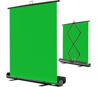 EMART Green Screen 155x200cm, Greenscreen Roll-up Panel, Fond Photo Vert avec Support pour Studio Photo, Streaming, vidéoconférence, TikTok, Zoom