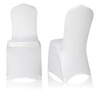 EMART Housses de Chaises Blanches 100Pcs, Polyester Spandex Blanc Couverture de Chaise Stretch Slipcovers Lavable pour Mariage, Fête, Banquet Décoration de Chaise