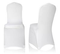 EMART Housses de Chaises Blanches 50 Pcs, Polyester Spandex Noir Couverture de Chaise Stretch Slipcovers Lavable pour Mariage, Fête, Banquet Décoration de Chaise