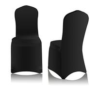 EMART Housses de Chaises Noires 100 Pcs, Polyester Spandex Noir Couverture de Chaise Stretch Slipcovers Lavable pour Mariage, Fête, Banquet Décoration de Chaise