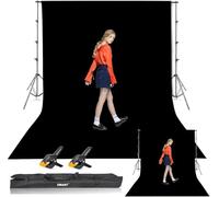 EMART Kit de Support de Toile de Fond 2,6x3m avec Écran Noir en Coton