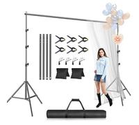 EMART Kit de Support de Toile de Fond pour Photo, 2,4 x 3 m, Cadre réglable pour Photographie, bannière de Photographie, Support de Fond pour fête et décoration