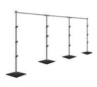 EMART Kit de support de toile de fond réglable et robuste avec base en acier pour photographie, support de toile de fond pour fête, anniversaire, studio vidéo, 2,6 x 9,1 m (H x l) - Noir