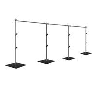 EMART Kit de support de toile de fond réglable et robuste avec base en acier pour photographie, support de toile de fond pour fête, anniversaire, studio vidéo, 2,1 x 9,1 m (H x l) - Noir