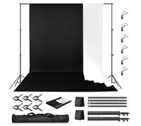 EMART Kit de support de toile de fond réversible 2 en 1 de 2 x 3 m pour photographie avec fond blanc et noir pour décoration photo, fête, studio vidéo