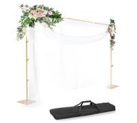 EMART Kit de support de toile de fond robuste réglable avec base en acier pour photographie, toile de fond pour photo, fête, anniversaire, studio vidéo, 2,6 x 3 m (H x l), doré