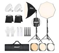 EMART - Kit d'éclairage de boîte à lumière avec Sac de Sable, 25,5 Pouces (65 cm) de diamètre avec 2 Ampoules LED télécommandées de 135 W, 3000-6500 K, kit d'éclairage de Photographie pour