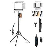 EMART Kit d'éclairage vidéo LED avec support de téléphone et grange, lumières de studio à intensité variable 2800-7000 K pour enregistrement vidéo, diffusion en direct, YouTube, vlogging, photographie