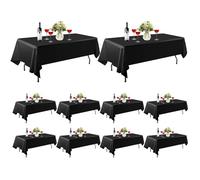 EMART Lot de 10 nappes rectangulaires de 1,8 m en tissu polyester pour salle à manger, fête, mariage - Noir - 152,4 x 320 cm
