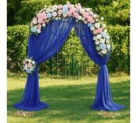 EMART Lot de 2 rideaux de fond en mousseline de soie pour décoration de fête, mariage, scène, 1,5 x 3 m, bleu