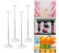 EMART Lot de 4 supports de colonne de ballons télescopiques réglables en métal de 2 m avec bases au sol et kit d'arche de ballons réutilisable facile à assembler pour anniversaire, mariage, fête