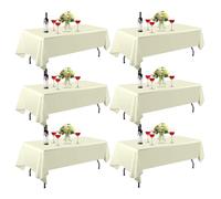 EMART Lot de 6 nappes rectangulaires ivoire de 228,6 x 335,3 cm pour tables rectangulaires de 1,8 m en tissu polyester pour salle à manger, fête, mariage
