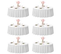 EMART Lot de 6 nappes Rondes de 230 cm de diamètre en Polyester épais pour Salle à Manger, Cuisine, Pique-Nique, Mariage et fête d'anniversaire - Blanc