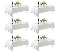 EMART Nappe Blanc 6 Pack, 152 X 260cm Rectangulaire Nappe 100% Polyester Épais Résistant À La Saleté Et Lavable, Tablecloth pour Mariage, Fête, Banquet, Mariage, Décoration