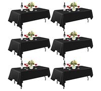 EMART Nappe Noire 6 Pack, 152 X 260cm Rectangulaire Nappe 100% Polyester Épais Résistant À La Saleté Et Lavable, Tablecloth pour Mariage, Fête, Banquet, Mariage, Décoration
