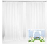 EMART Rideau de Fond Blanc, 1,5x2m（2 Pcs） Tulle Tissu Mousseline Drape
