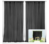 EMART Rideaux à Fond Noir, Drapé en Tulle Et Mousseline 3 x 2 m pour Décorations De Scène De Mariage, Tissu Doux Et Lisse pour Bébés, Douches, Photographie, Anniversaires, Séances Photo
