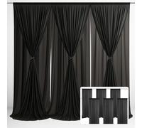 EMART Rideaux en tulle et mousseline de soie pour décoration de fête, mariage, scène, arrière-plan doux et lisse pour fête prénatale, photographie, anniversaire, séance photo, noir, 9 x 3 m