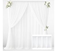 EMART Rideaux sur Fond pour Mariage，6 x 3m Fond Blanc Mousseline Rideau，Tissu Doux et Lisse，Rideaux Backdrop Adaptés pour Bébés Douches, Wedding Photographie, Anniversaires, Séances Photo