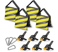 EMART Sac de sable robuste avec pinces à ressort - Sac de poids pour studio photo, vidéo, scène, studio photo, studio vidéo, supports d'éclairage, trépieds, sac de sable, 4 paquets et 6 pinces, jaune