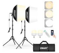 EMART Softbox 40 x 40cm, Studio Photo Eclairage LED de 50 W 3000-6000K, Lampe de Photographie, Boîte à Lumière Pliable avec Support, Soft Box pour Vidéo, Photographie, Portraits en Studio