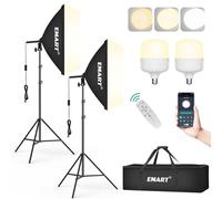 EMART Softbox, Studio Photo Eclairage LED de 50 W 3000-6000K, 50 x 70cm Lampe de Photographie, Boîte à Lumière Pliable avec Support, Soft Box pour Vidéo, Photographie, Portraits en Studio