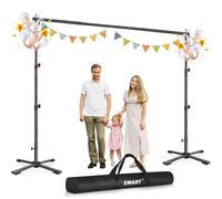 EMART Support de Fond 2,6 x 3 m, Kit de Support de Fond Photo à Quatre Pieds avec Pied en Croix Pliable, Support de Fond Réglable pour Fêtes, Mariages, Photographie, Séances Photo