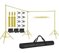 EMART Support de Fond, 6x2,1m Doré Grand Support Toile de Fond Réglable