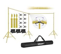 EMART Support de Fond, 6x2,1m Grand Système de Fond Photo Ajustable avec Rotule 308°, Support pour Studios Photo, Mariages, Anniversaires, Décorations de Foire - Doré