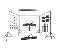 EMART Support de Fond 9 x 2,1m, Support de Photo Stable avec Système de Rotation de 308°, Système de Fond pour Studio Vidéo Photo