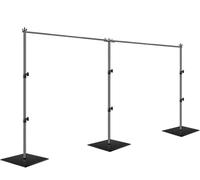 EMART Support de Fond avec Socle Lourd en Acier 2,1x6M, Tubes Réglables et Système de Drapage de Fond, Idéal pour Les Anniversaires et Les Mariages - Noir