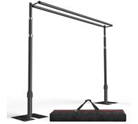 EMART Support de Fond de Photo Heavy Duty 3x3M, Système de Fond À Double Barres Transversales et Rideaux, Cadre en Métal Réglable avec Base Plate pour Décorations de Mariage et d'anniversaire - Noir