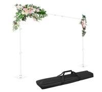 EMART Support de Fond Photo avec Socle, 2,6m x 3m Support Toile de Fond Réglable pour Photographie, Studio Photo Vidéo, Décoration de Fête - Blanche