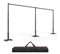 EMART Support de Fond Photo Heavy Duty 3x6M, Tube Crossbar et Drapages Système de Fond, Cadre Métallique Réglable avec Base Plat pour Mariage, Anniversaire Décorations de Fêtes - Noir