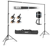 EMART Support de Fond Réglable 3 x 3 m, Système de Support de Toile de Fond avec 4 Pinces et Sac de Transport pour Studio Photo, Photographie Portrait, Vidéo, Mariage