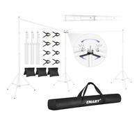 EMART Support de Toile de Fond, 6,1 x 2,1 m (l x H), Grand système de Support de Fond réglable avec connecteur Rotatif à 308°, 8 Pinces, 3 Sacs de Sable et Sac de Transport pour terrasse, Mariage
