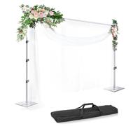 EMART Support de Toile Fond Photo 2,6x3m, Système Support avec Socle-Argent