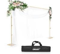 EMART Support de Toile Fond Photo 2,6x3m, Système Support Fond Photo avec Une Base en Acier Réglable pour Photographie, Fêtes, Anniversaires, Studios Vidéo - Doré