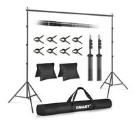 EMART Support Fond Photo, 3x3m de Support Toile de Fond Réglable avec 8 Pinces, 2 Sacs de Sable et Sac de Transport pour Studio Photo, Vidéo, Fête, Mariage