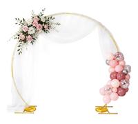 EMART Support rond de 2,4 m pour arche de mariage en métal doré avec base, 2 sacs d'eau pour mariage, anniversaire, fête, Noël, décoration, anniversaire, cérémonie, Saint-Valentin