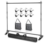 EMART Support Toile de Fond Photo 2,4 x 2,4 m, Banner Stand Réglable avec 2 Sacs de Sable et Paquet de Transport pour Studio, Portrait et Photographie de Produits