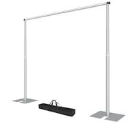 EMART Support Toile de Fond Photo 3 x 3,6 m avec Base en Acier Métallique pour Photographie, Vidéo, Studio, Mariage, Fête - Argenté