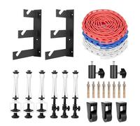 EMART Système de Fond Photographique Mural à 3 Rouleaux, Kit de Montage Murale Fond, 2 Crochets à Triple Pliage, 6 Tiges TéLescopiques, 3 Chaînes, 8 Vis de Serrage, 3 Crochets de Suspension Résistants