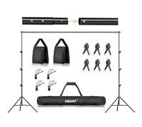 EMART Système de Support de Toile de Fond Réglable 2,6m x 3m avec 6 Pinces, 2 Sacs Sable et 1 Sac de Transport pour Studio Photo, Photographie, Diffusion en Direct, Fête, Mariage