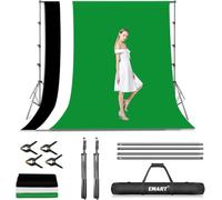 EMART Système de Support Toile de Fond avec Tissu, 2,6 x 3 m Professional Support pour Studio Photo avec Fond Photo et 4 Pinces à Ressort pour Photographie, Diffusion en Direct, Mariage
